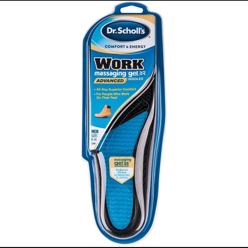 Dr. Scholl's Work Massaging Gel Advanced Insoles Inserts Sizes 8-14 (3 Pack)